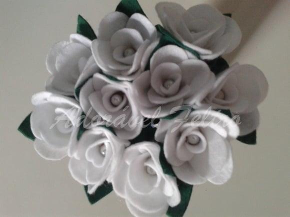 3 Canetas Decoradas com Rosa em Feltro