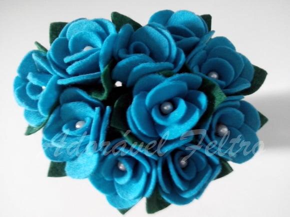 3 Canetas Decoradas com Rosa em Feltro