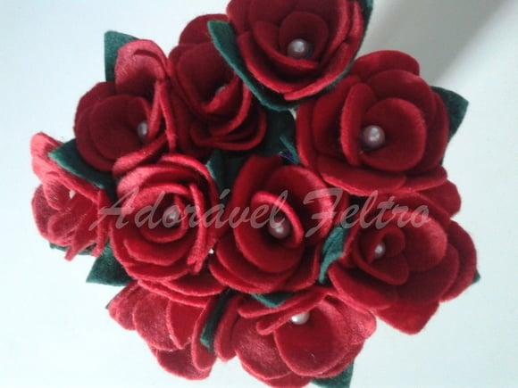 3 Canetas Decoradas com Rosa em Feltro