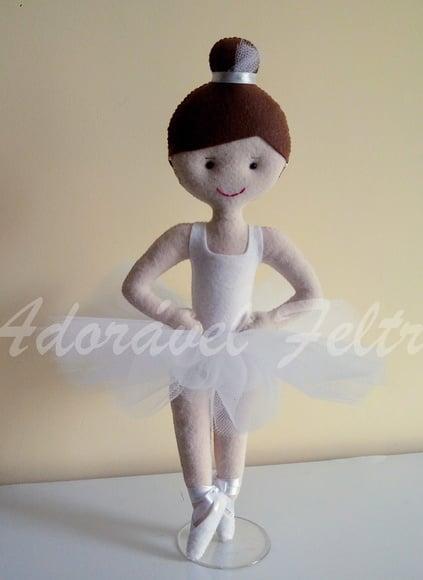 Cisne Branco Boneca Bailarina em Feltro (37cm)