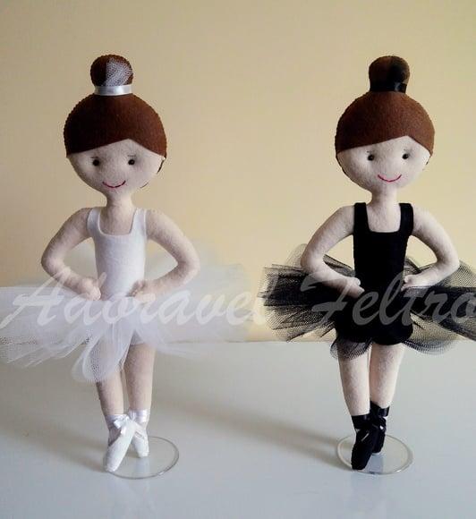Cisne Branco Boneca Bailarina em Feltro (37cm)