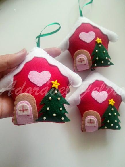 kit 2 Enfeites de Natal Casinha do Papai Noel
