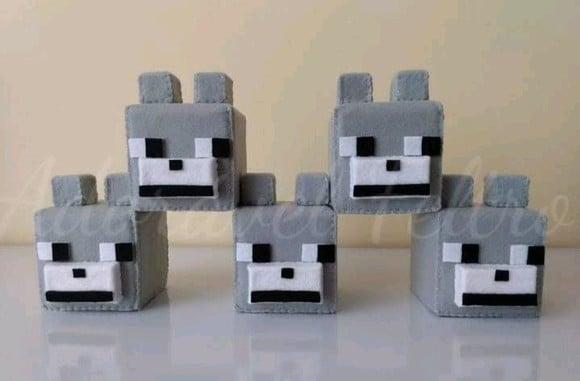 Kit 2 Lobos - Minecraft em Feltro