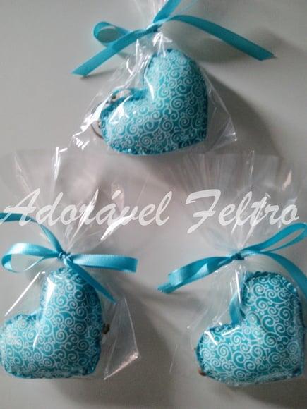 Kit 3 Chaveiros Coração em Tecido
