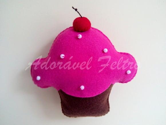 Kit 3 Cupcakes em feltro - 10cm