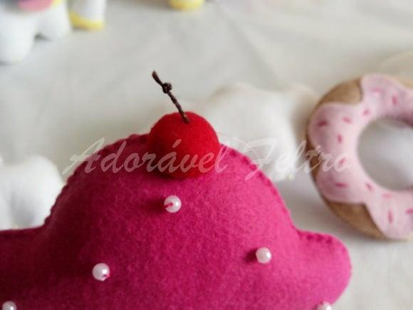 Kit 3 Cupcakes em feltro - 10cm