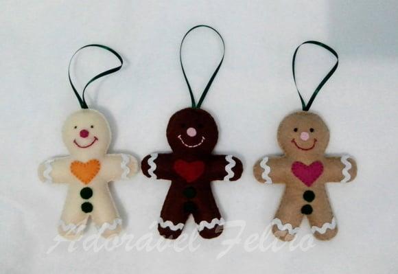 Kit 3 Enfeites Natalino Boneco Biscoito
