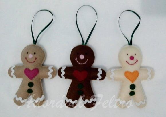 Kit 3 Enfeites Natalino Boneco Biscoito