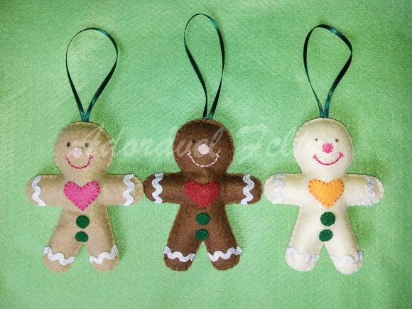 Kit 3 Enfeites para Árvore de Natal-boneco Biscoito