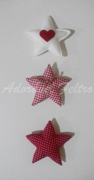 Kit 3 Enfeites para Árvore de Natal-Estrela