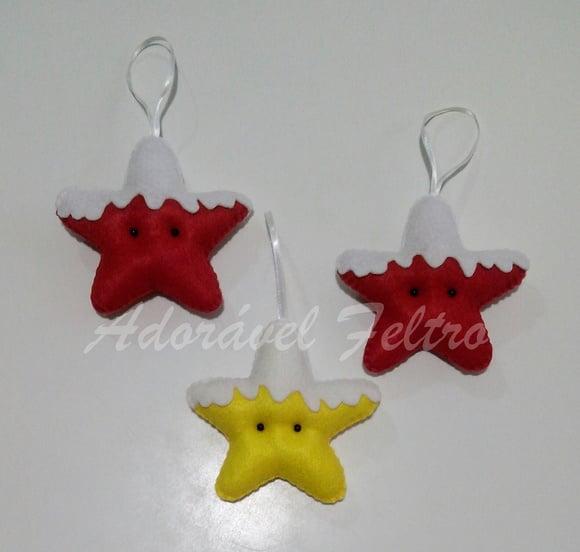 Kit 3 Enfeites para Árvore de Natal-Estrela