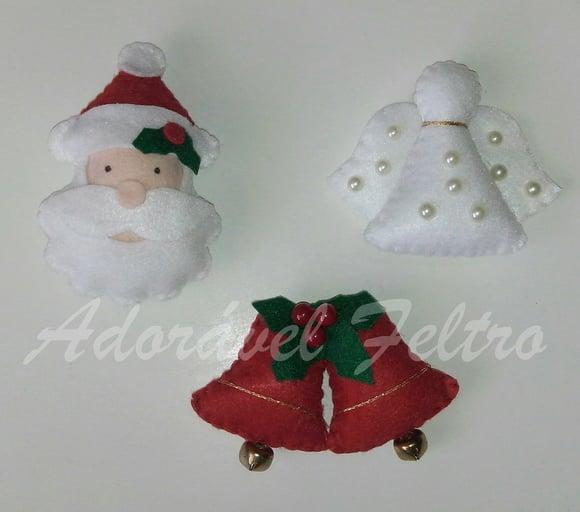 Kit 3 Enfeites para Árvore de Natal-Papai Noel