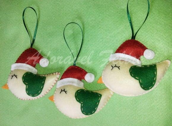 Kit 3 Enfeites para Árvore de Natal-passarinho
