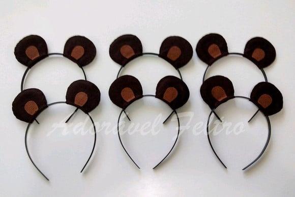 Kit 3 Tiaras Orelha de Ursa com Laço