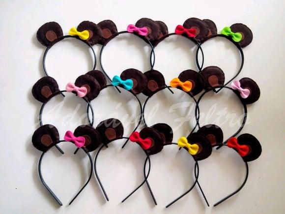 Kit 3 Tiaras Orelha de Ursa com Laço