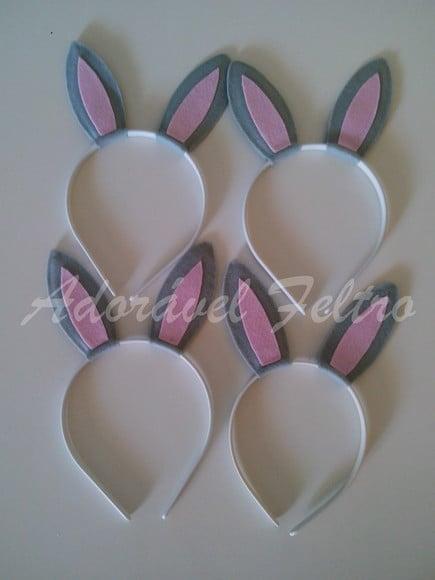 Kit 3 Tiaras Orelhas de Coelho Rosa