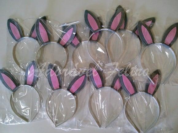 Kit 3 Tiaras Orelhas de Coelho Rosa