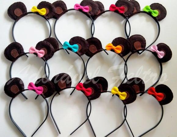 Kit 3 Tiaras Orelhas de Ursa com Laço