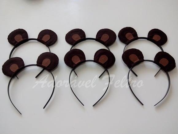 Kit 3 Tiaras Orelhas de urso
