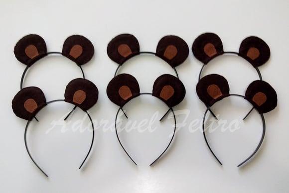 Kit 3 Tiaras Orelhas de urso