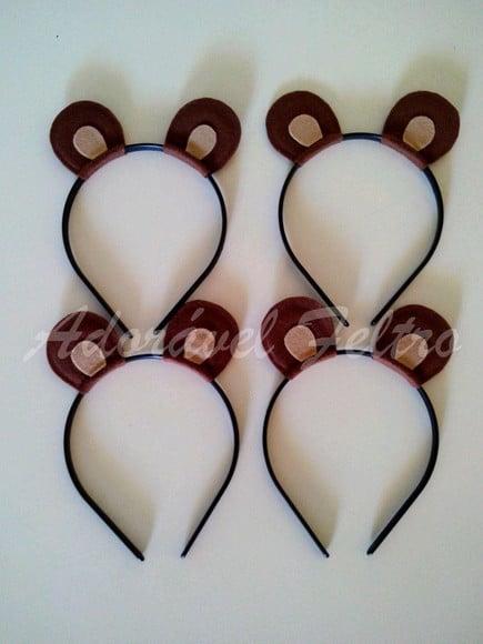 Kit 3 Tiaras Orelhas de Urso