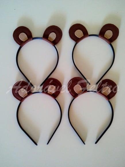 Kit 3 Tiaras Orelhas de Urso