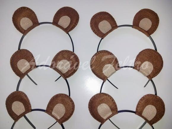 Kit 3 Tiaras Orelhas de Urso