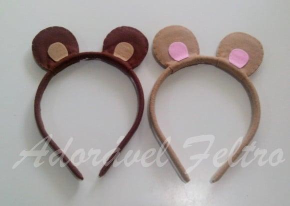 Kit 3 Tiaras ursinho (encapada)