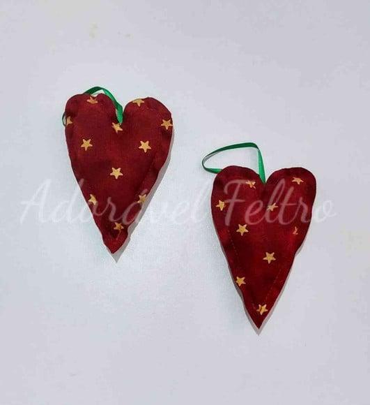 Kit 5 Corações - Enfeite para Árvore de Natal
