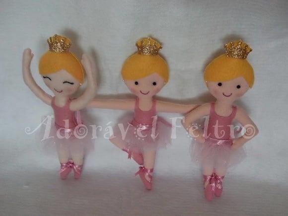 Linda Boneca Bailarina em Feltro 23 cm