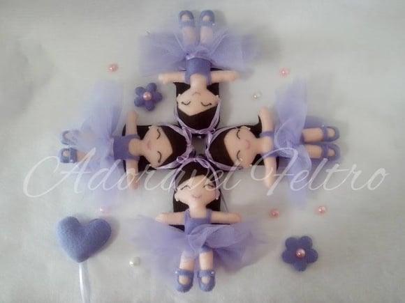 Linda Boneca Bailarina em Feltro (30 cm)