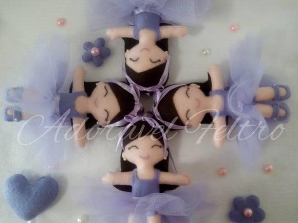 Linda Boneca Bailarina em Feltro (30 cm)