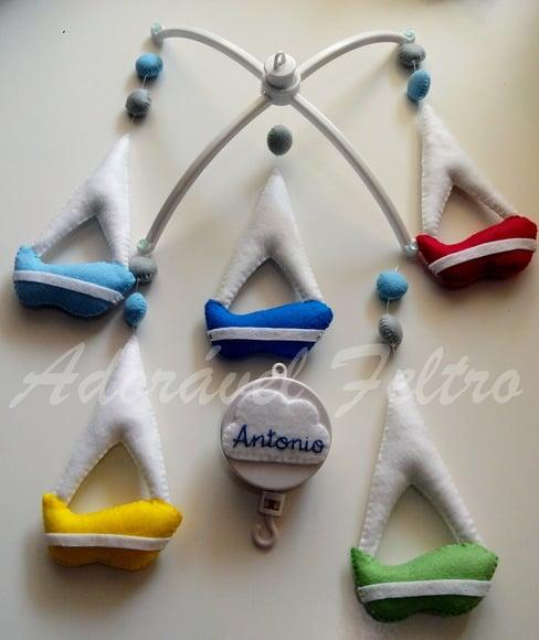 Móbile Barcos a Vela+Suporte