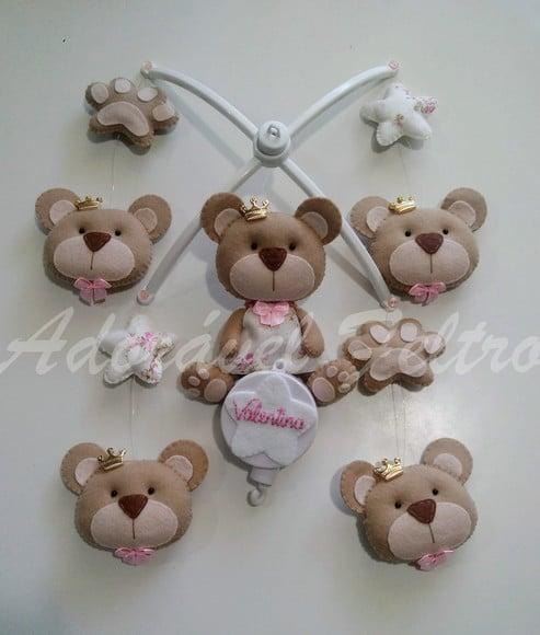 Móbile Giratório Musical Ursinhos + Suporte Valentina