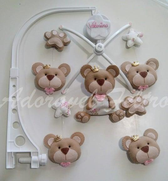 Móbile Giratório Musical Ursinhos + Suporte Valentina
