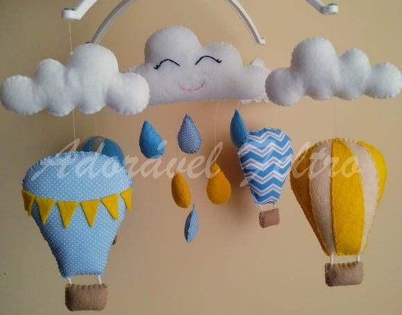 Móbile Musical Balões e Nuvens+Suporte Cauã