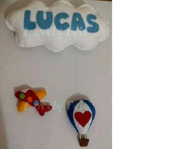 Porta Maternidade Balão, Avião e Nuvem