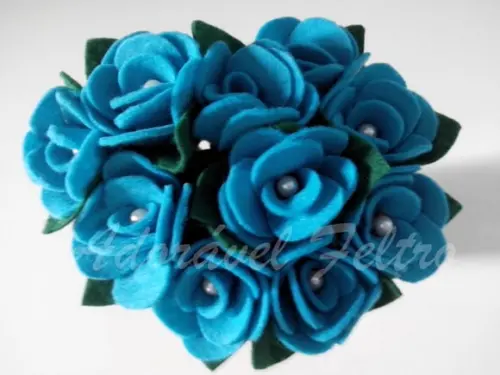 3 Canetas Decoradas com Rosa em Feltro