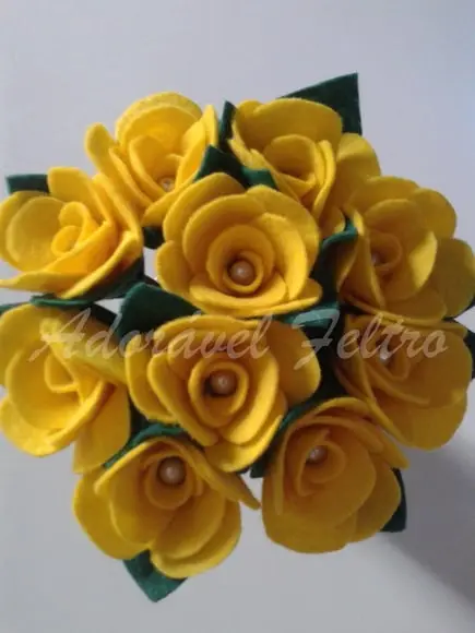 3 Canetas Decoradas com Rosa em Feltro