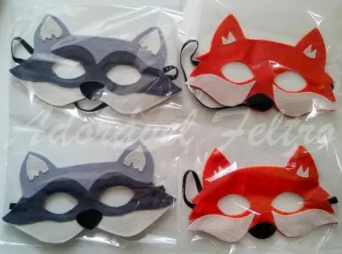Kit 10 Máscaras Raposa em Feltro