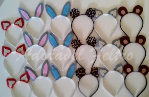 Kit 10 Tiaras Orelhas de Onça