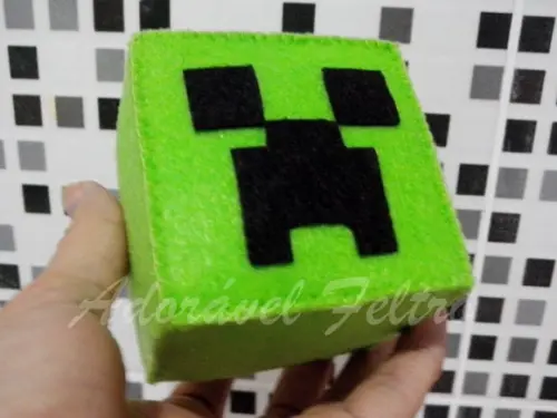 Kit 2 Creeper em Feltro - Minecraft