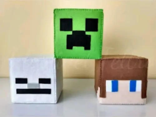 Kit 2 Creepers em Feltro - Minecraft