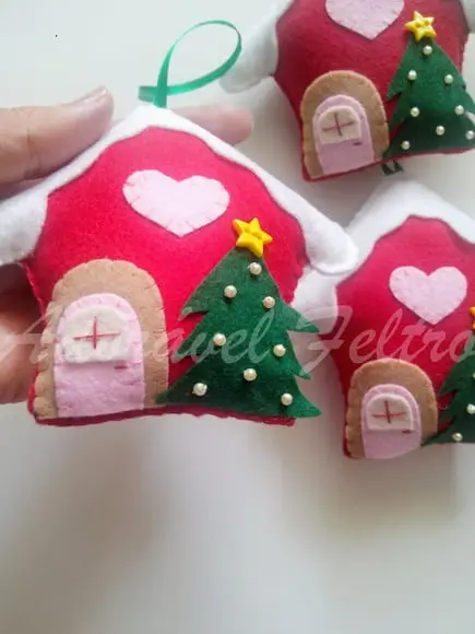 kit 2 Enfeites de Natal Casinha do Papai Noel