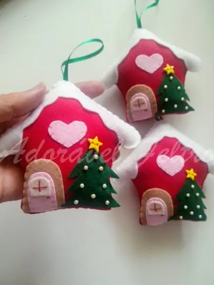 Kit 2 Enfeites natalino Casinha Papai Noel