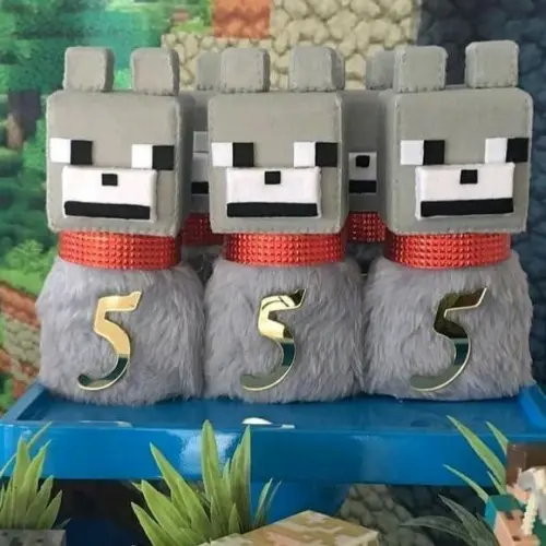 Kit 2 Lobos - Minecraft em Feltro