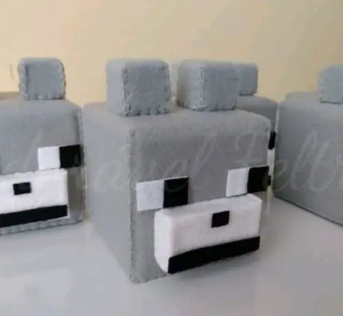Kit 2 Lobos - Minecraft em Feltro