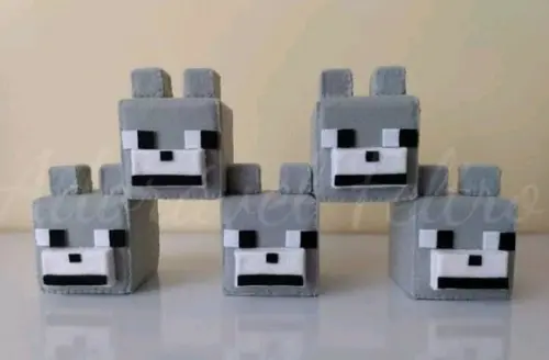 Kit 2 Lobos - Minecraft em Feltro