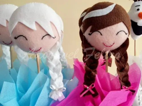 Kit 3 Centros de Mesa Frozen - Elsa, Anna e Olaf