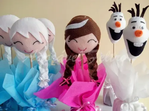 Kit 3 Centros de Mesa Frozen - Elsa, Anna e Olaf